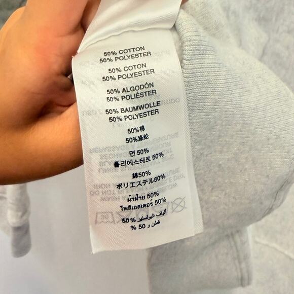 Sporty & Rich Logo Patch Sweatshirt Light Gray 300$ Cozy Lounge Relaxed Minimal - Picture 7 of 7